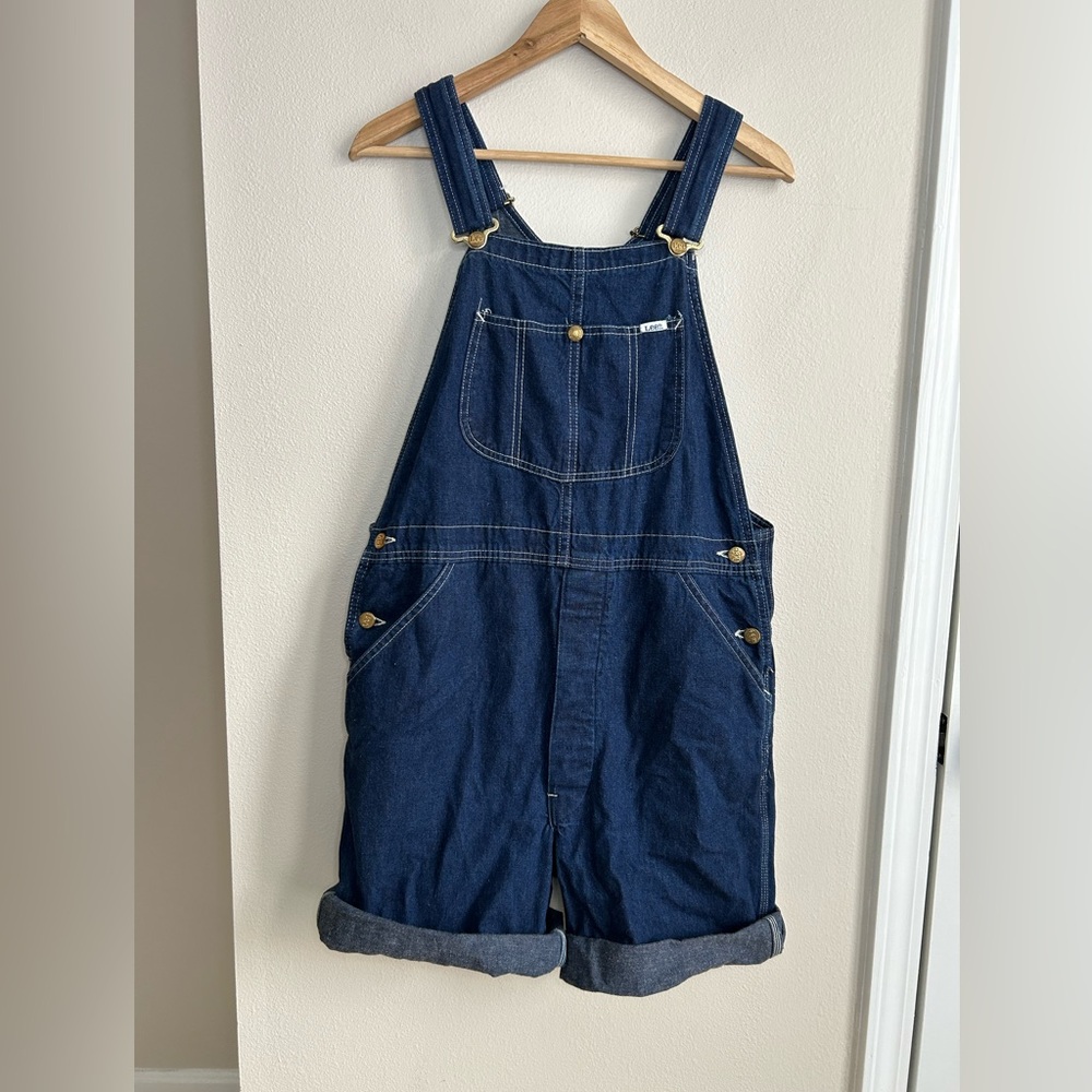 Lee Vintage Denim Blue Jean Overalls Rolled Shorts One Piece No Size